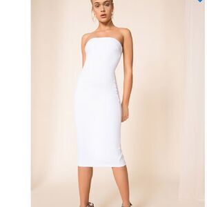 NWT superdown lilian strapless dress white stretch midi Revolve M